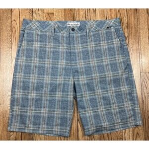 Travis Mathew Plaid Stretch Golf Shorts Lightweight Flat Front Men's Size 40